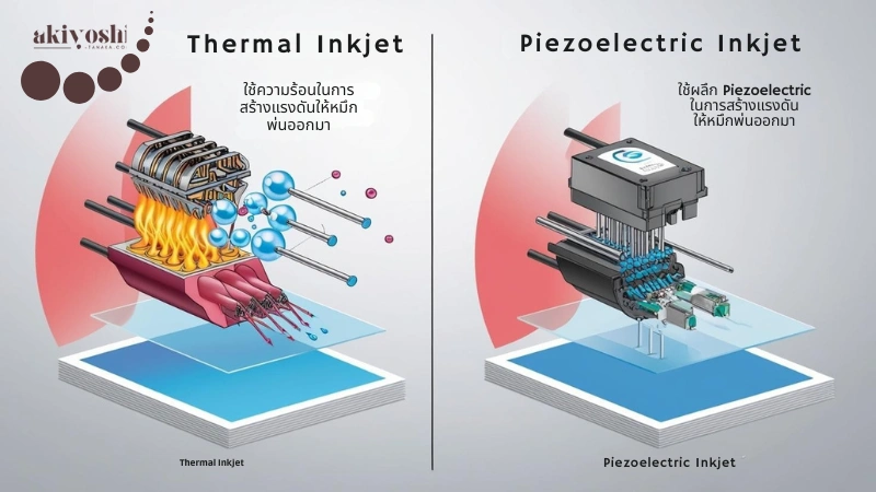 เปรียบเทียบหลักการทำงาน Thermal Inkjet และ Piezoelectric Inkjet ของเครื่องพิมพ์อิงค์เจ็ท