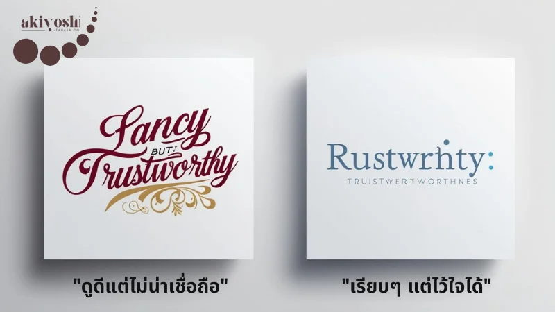 เปรียบเทียบโลโก้ดูดีแต่ไม่น่าเชื่อถือ vs โลโก้เรียบๆ แต่น่าเชื่อถือ